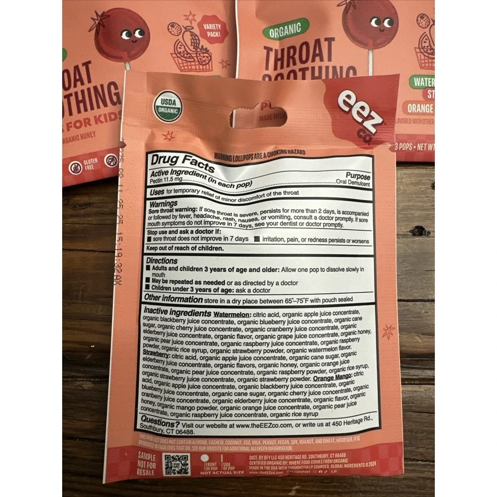 6pk Kids Lolleez Throat Soothing Pops 11.5MG ~ 18 Pops Total ~ Fruits EXP 11/25